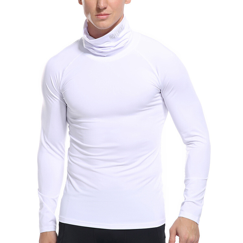 Zonbailon men&rsquo;s T-shirt quick drying tight sweat wicking high collar base shirt