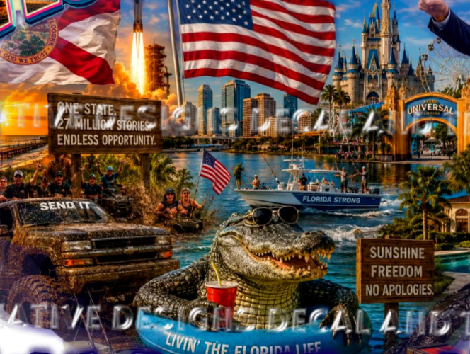 Vintage Looking Land of the Free Home of the Brave USA Florida T-Shirts Sm-2XL