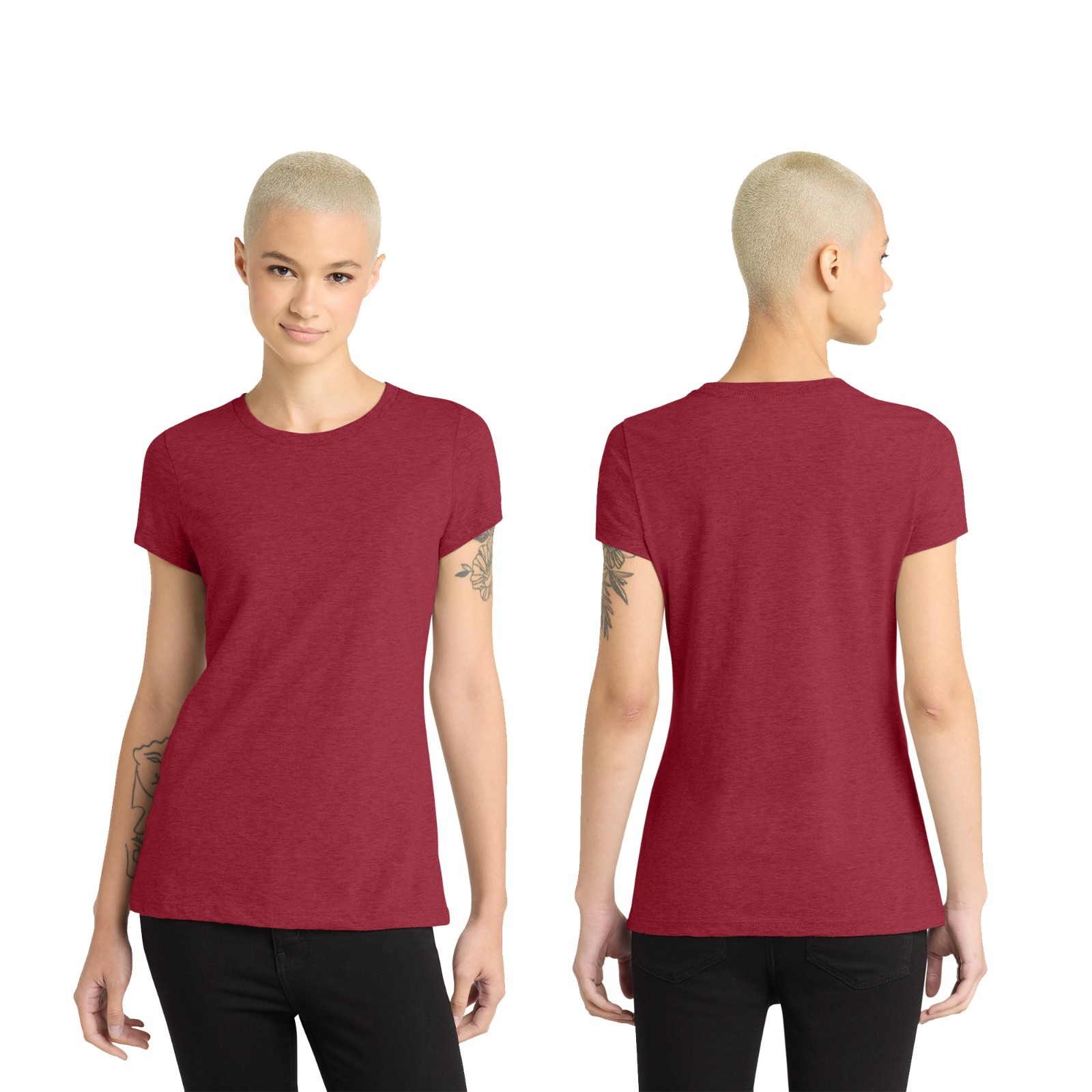 District Premium Heavy Womens Perfect Blend CVC Tee Plain Casual DM108L S-3XL