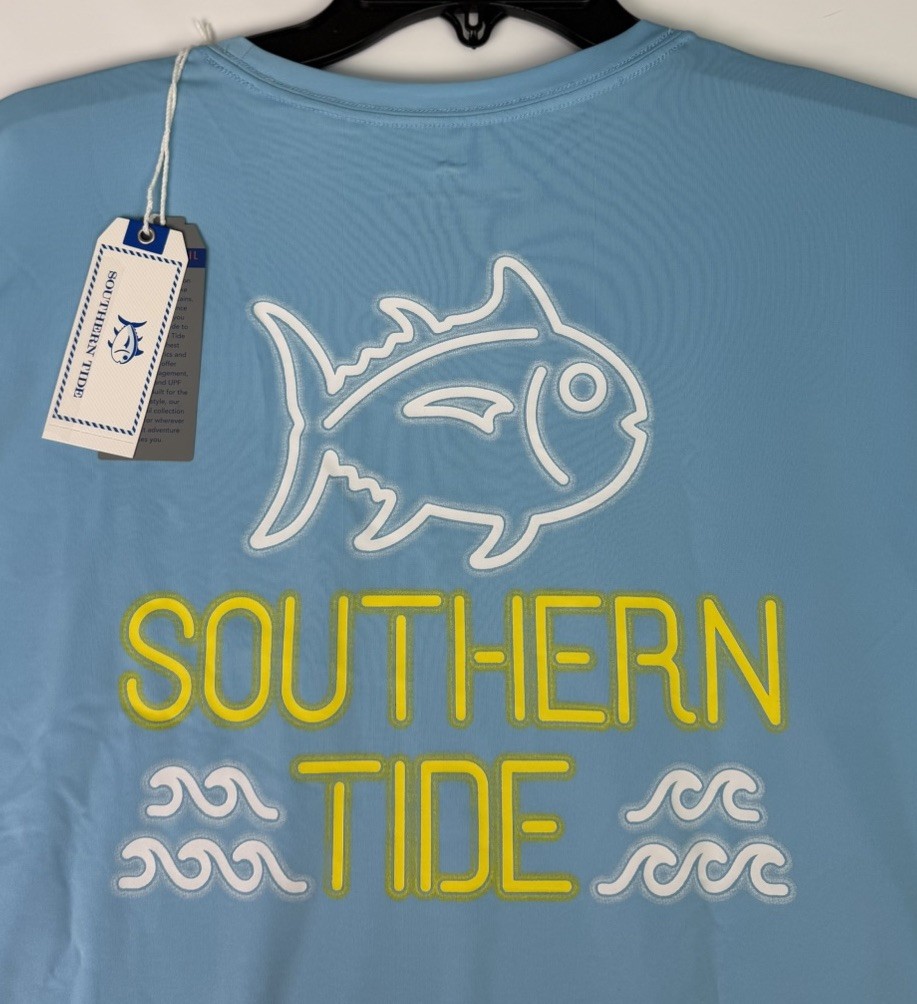 Southern Tide MEDIUM Long Sleeve Classic Logo Performance Tee Blue NWT MSRP $55
