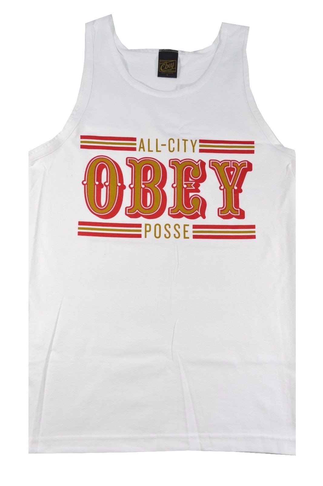 Obey 89&rsquo;ERS TANK White Red Gold Graphic Logo Cotton Sleeveless Men&rsquo;s Tank Top