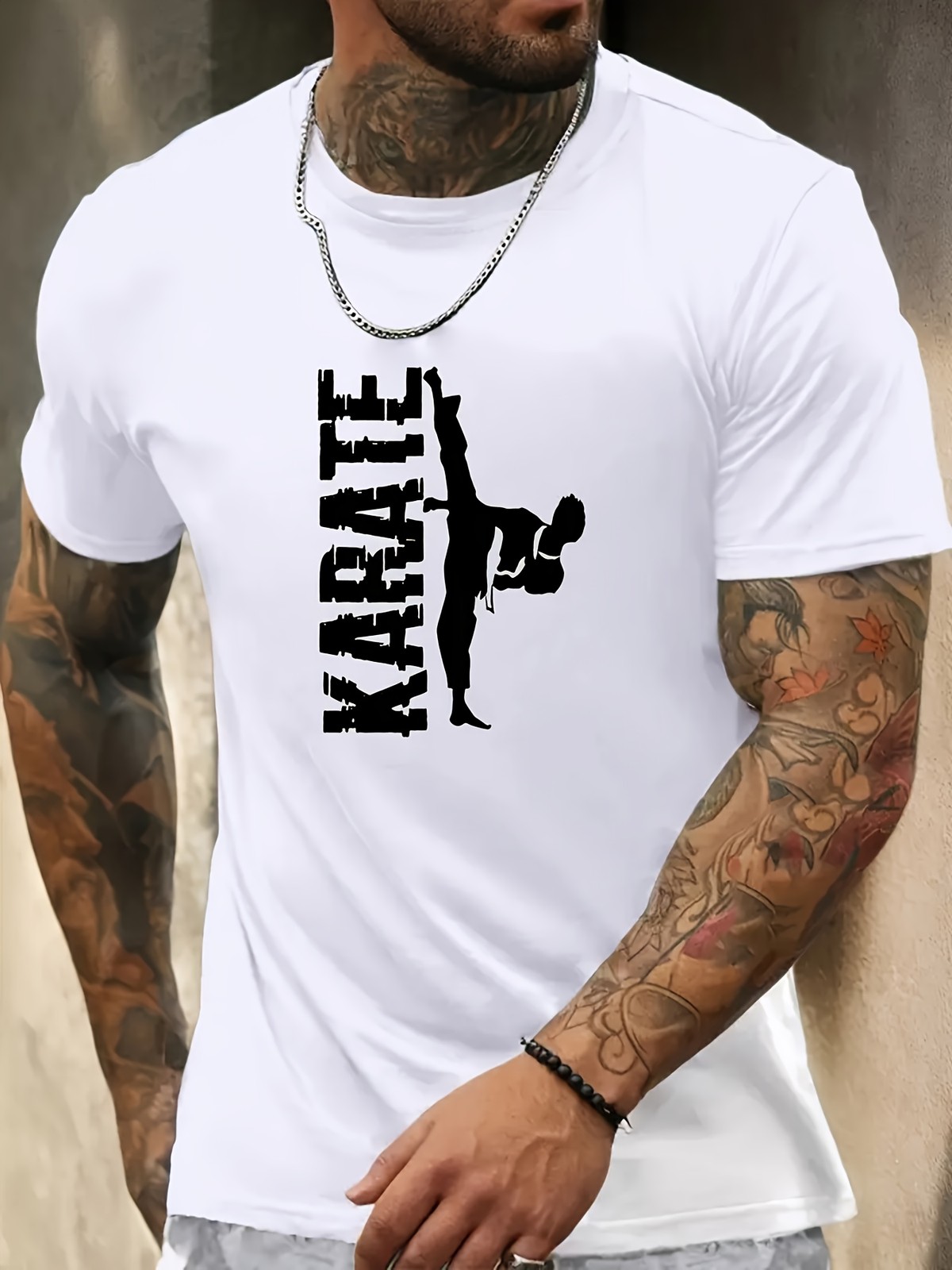 Men&rsquo;s Karate Graphic T-Shirt Breathable Martial Arts Training Top with Karate
