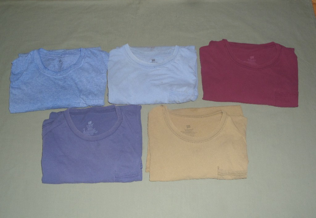 5 Hanes XL Comfortsoft Cotton Men&rsquo;s Pocket Work T-Shirts Faded Distressed Lot