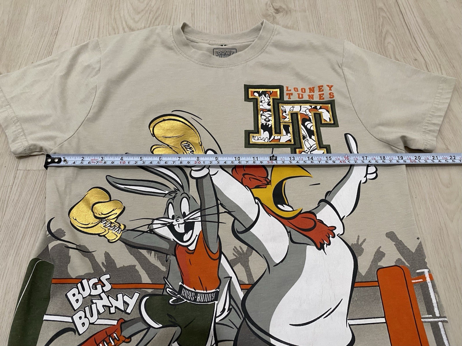 Official Looney Tunes Boxing T Shirt Mens M Gray Bugs Bunny Foghorn Leghorn