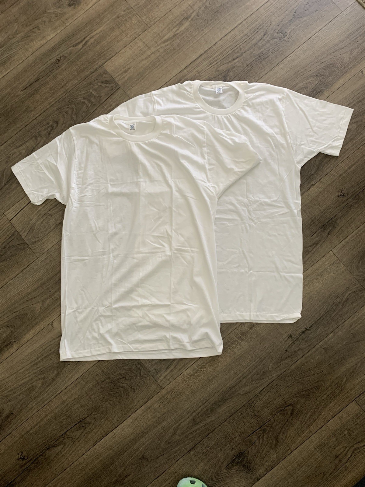Vtg 2 Pack Jockey Mens White Cotton T-Shirts Tall Man Crew Neck 2000 XL 46-48