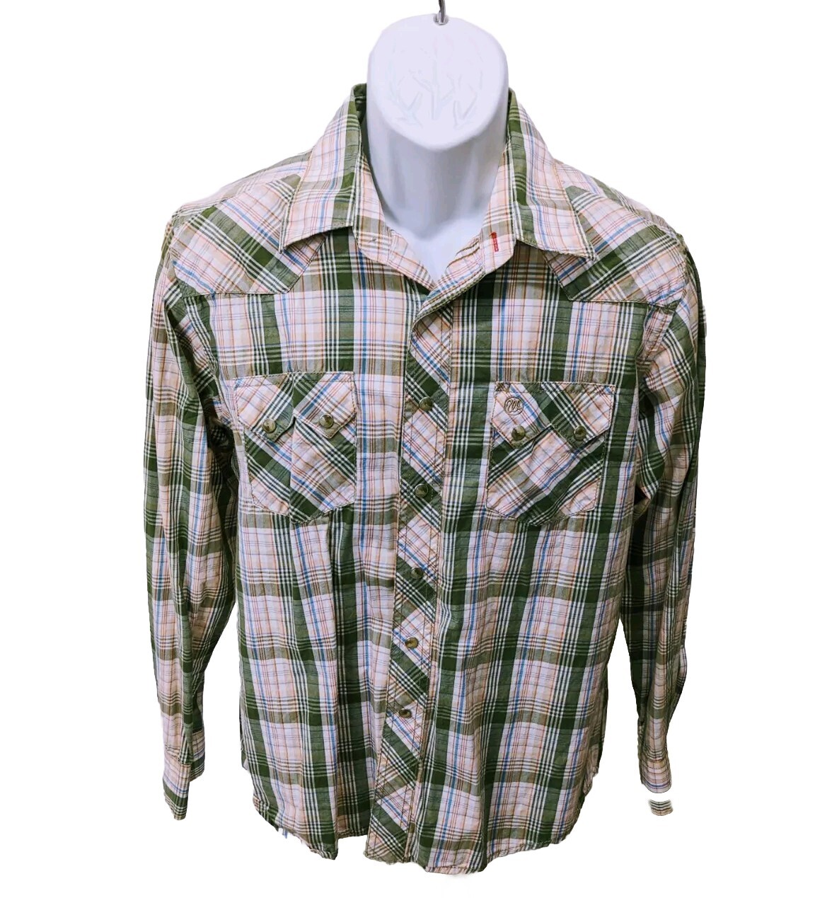Wrangler American Cowboys Wear Mens M Pearl Snap Long Sleeve Plaid #5700