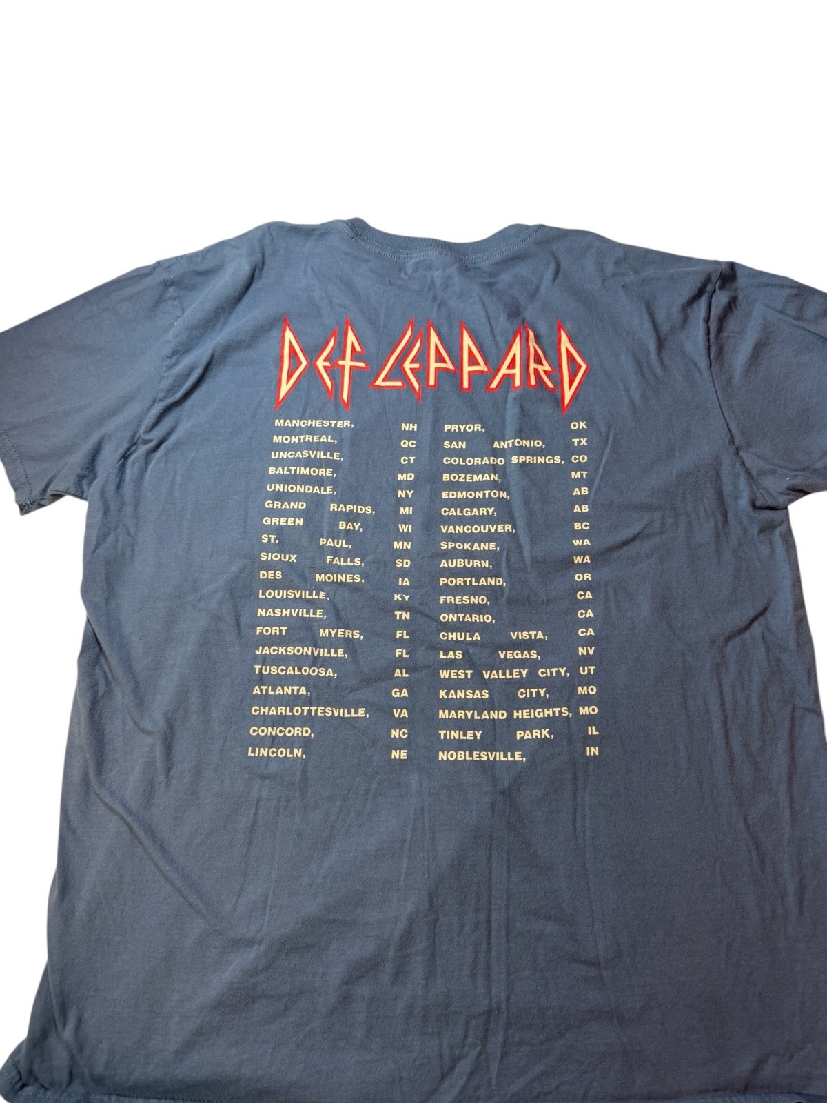 Def Leppard Blue Gray 2017 Concert Tour T-shirt Band XL Short Sleeve
