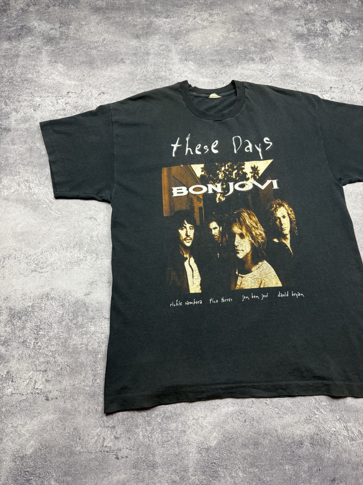 Vintage 1996 Bon Jovi These Days Rare Tour T-Shirt Single Stitch Black Size XL