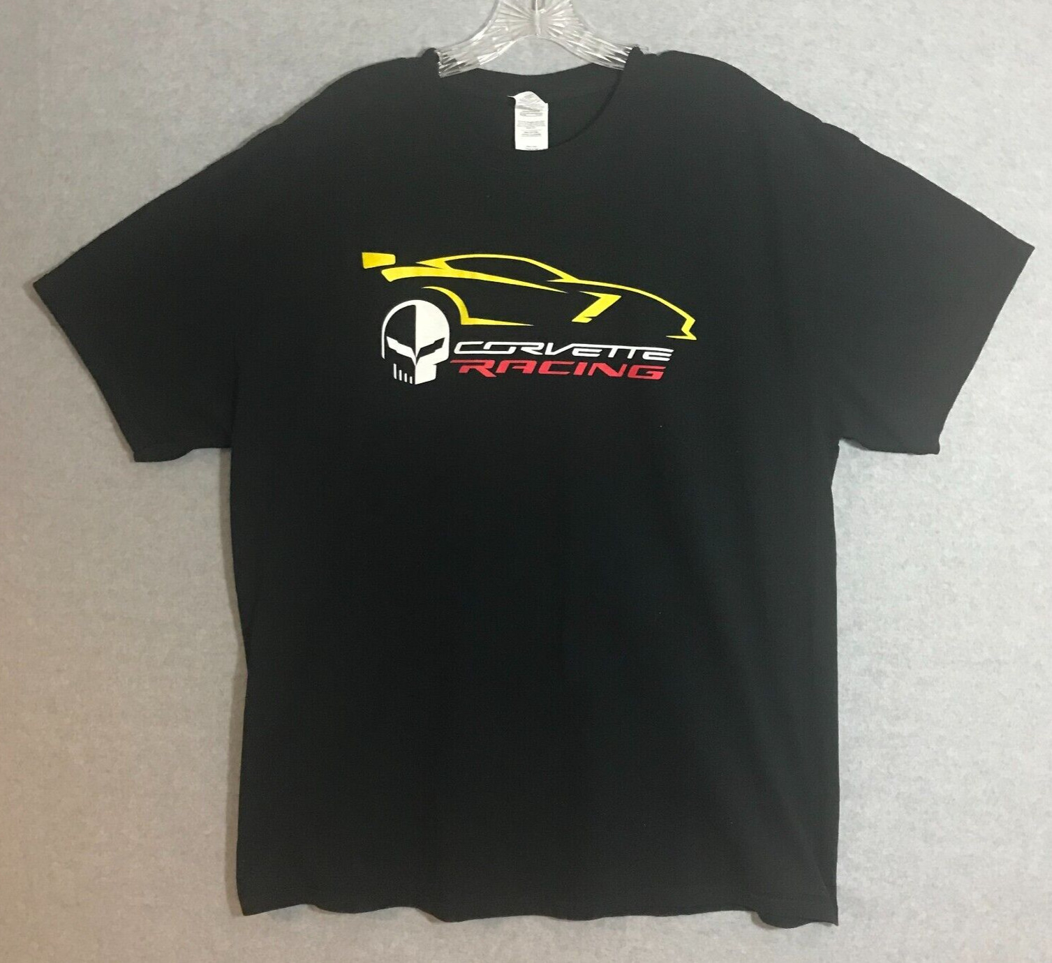 Corvette Racing Jake Skull art T-Shirt Mens XL Black Short Sleeve Cotton Chevy