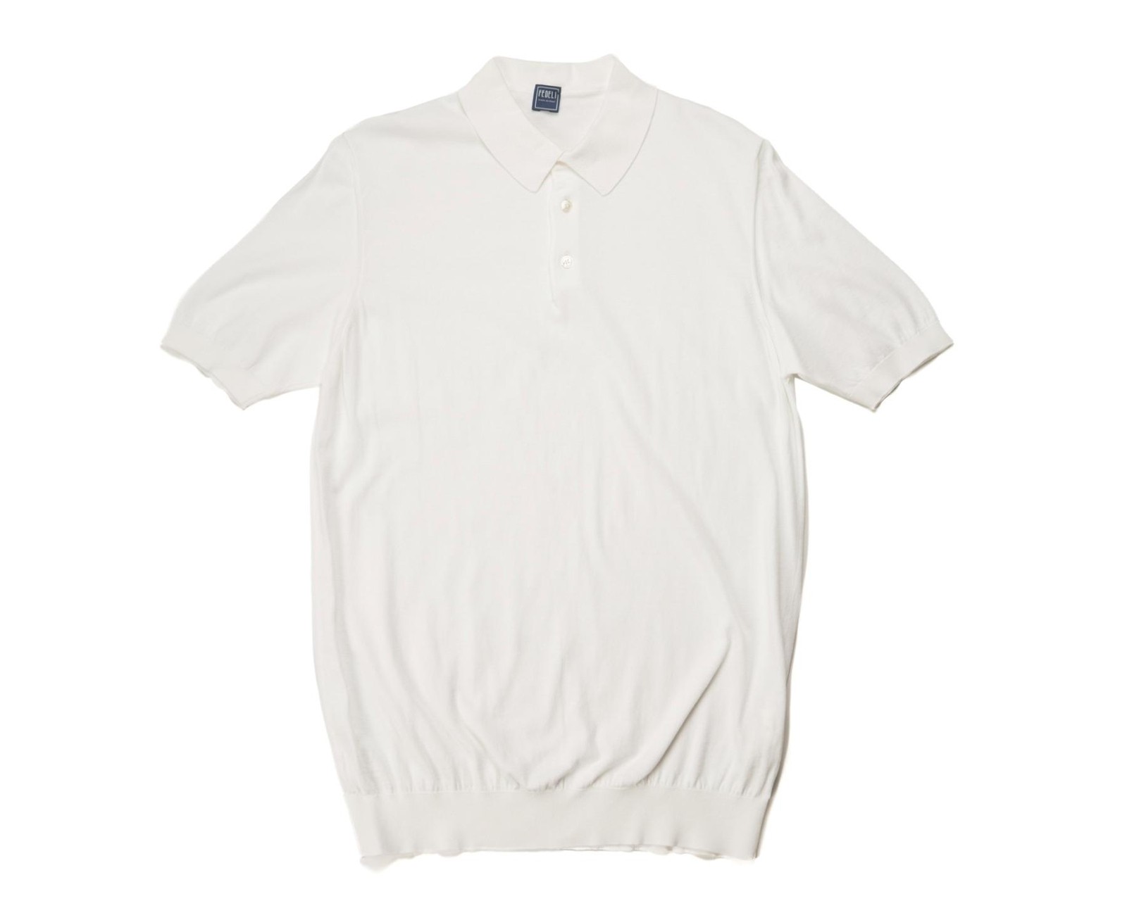 Fedeli $459 White Extra Slim Organic Cotton Short Sleeve Knit Polo (54 IT) XL
