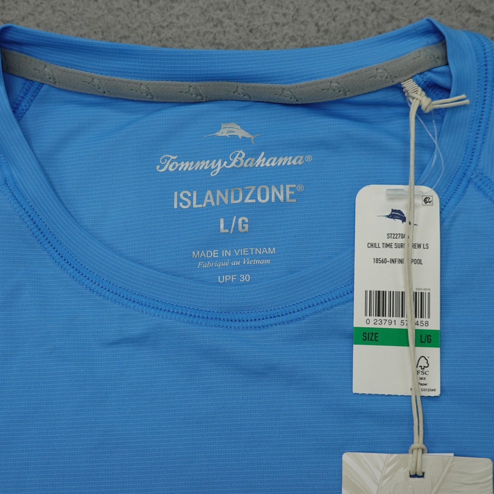 Tommy Bahama T-Shirt Mens Large Chill Time Surf LS Blue Wicking Island Zone $79
