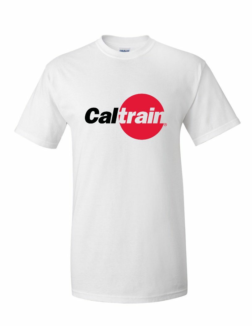 Cal Train Logo Tee Commuter Rail Santa Clara San Francisco Train White T-shirt