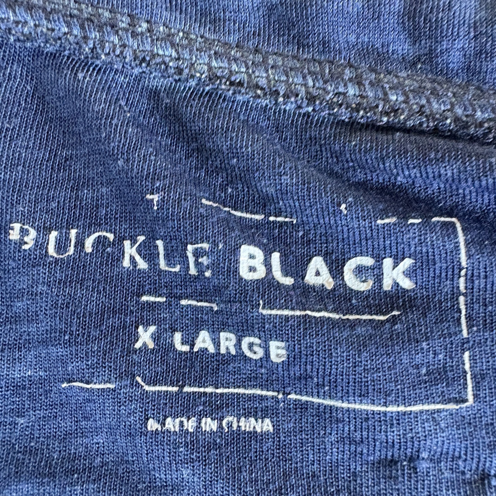 Buckle Black Burnout T Shirt Mens XL Blue Cotton Henley Neck Short Sleeve Casual