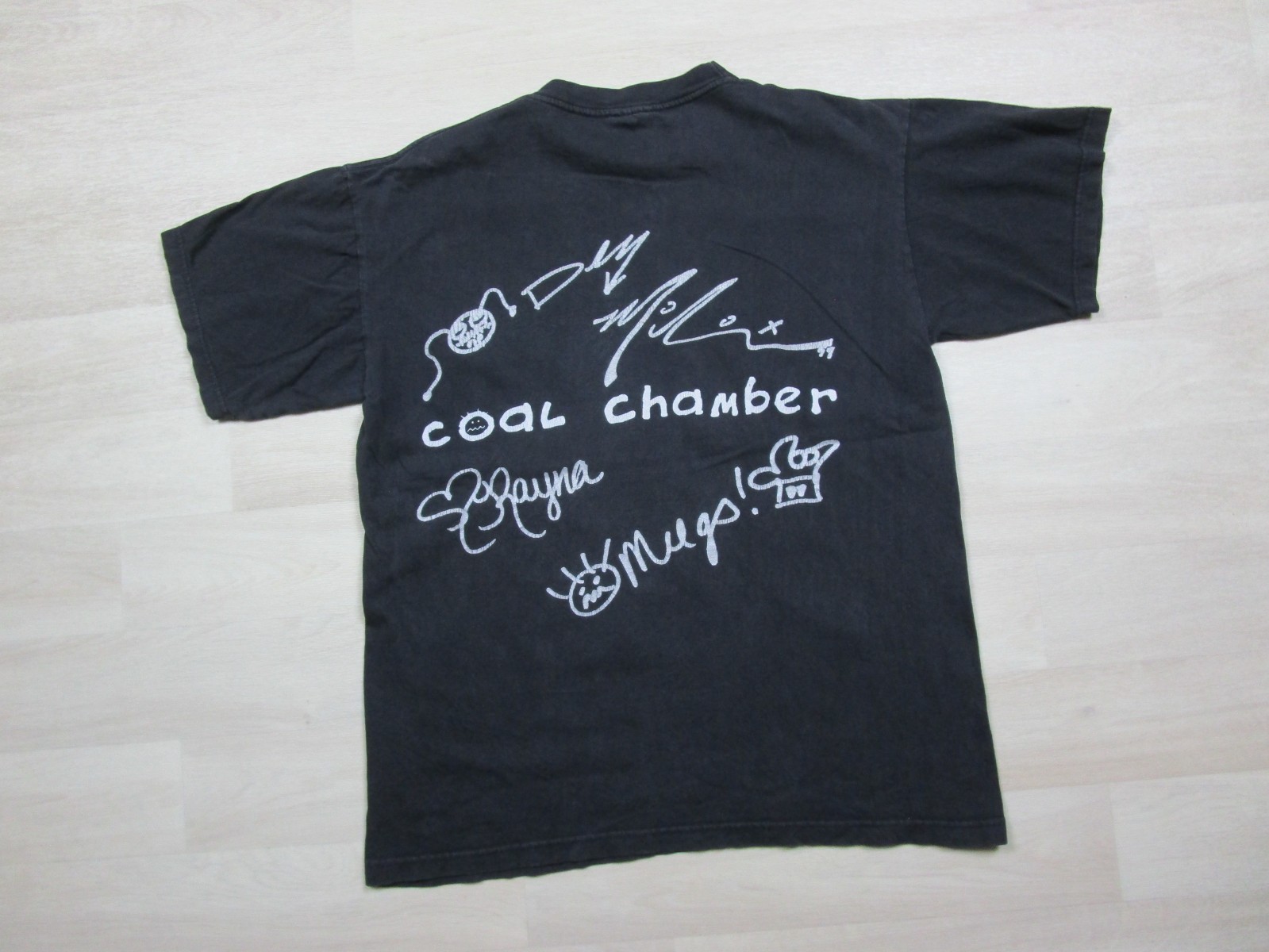 Vintage 1990&rsquo;s Coal Chamber T-Shirt (L) Blue Grape Nu-Metal Autographs on Back