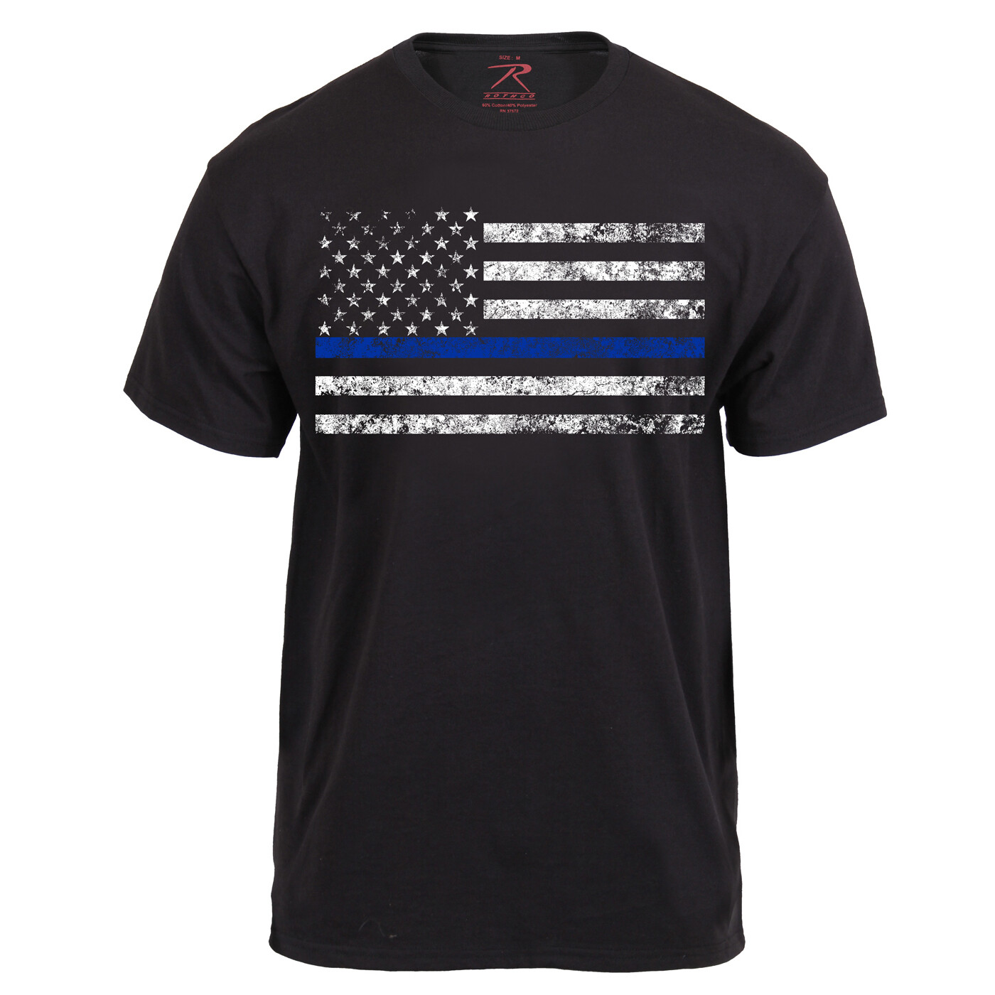 Mens Thin Blue Line Police Support Tee Shirt – Rothco Silver & Black TBL T-Shirt