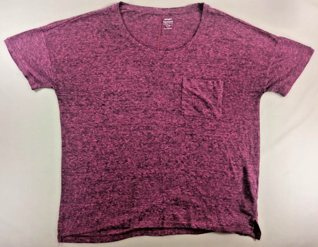 Old Navy Boyfriend Pocket Tee Women&rsquo;s Large Heather Burgundy Short Sleeve Top (