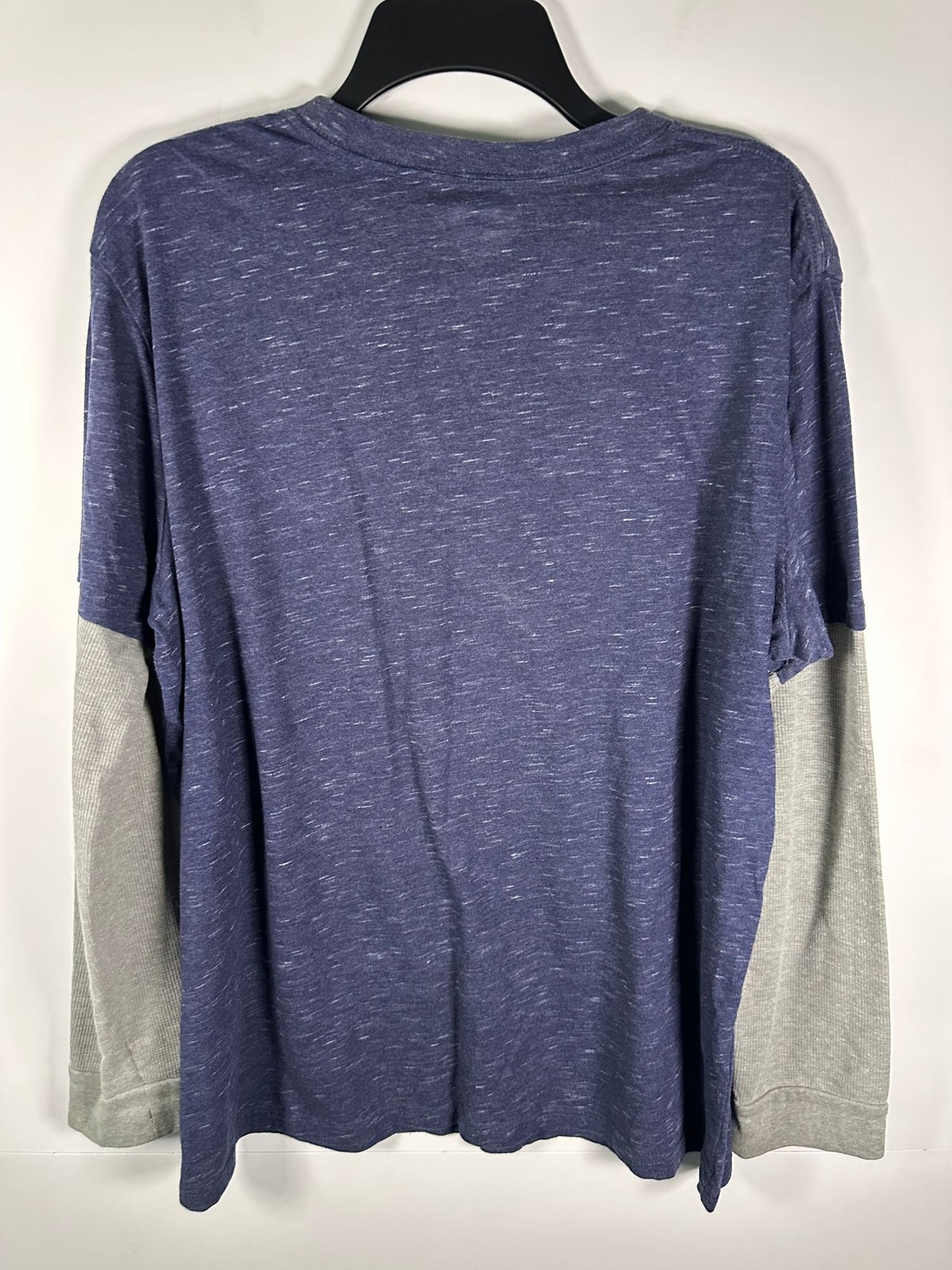 Superman Long Sleeve Shirt Mens XL Navy Gray Heather Layered Thermal Logo Tee