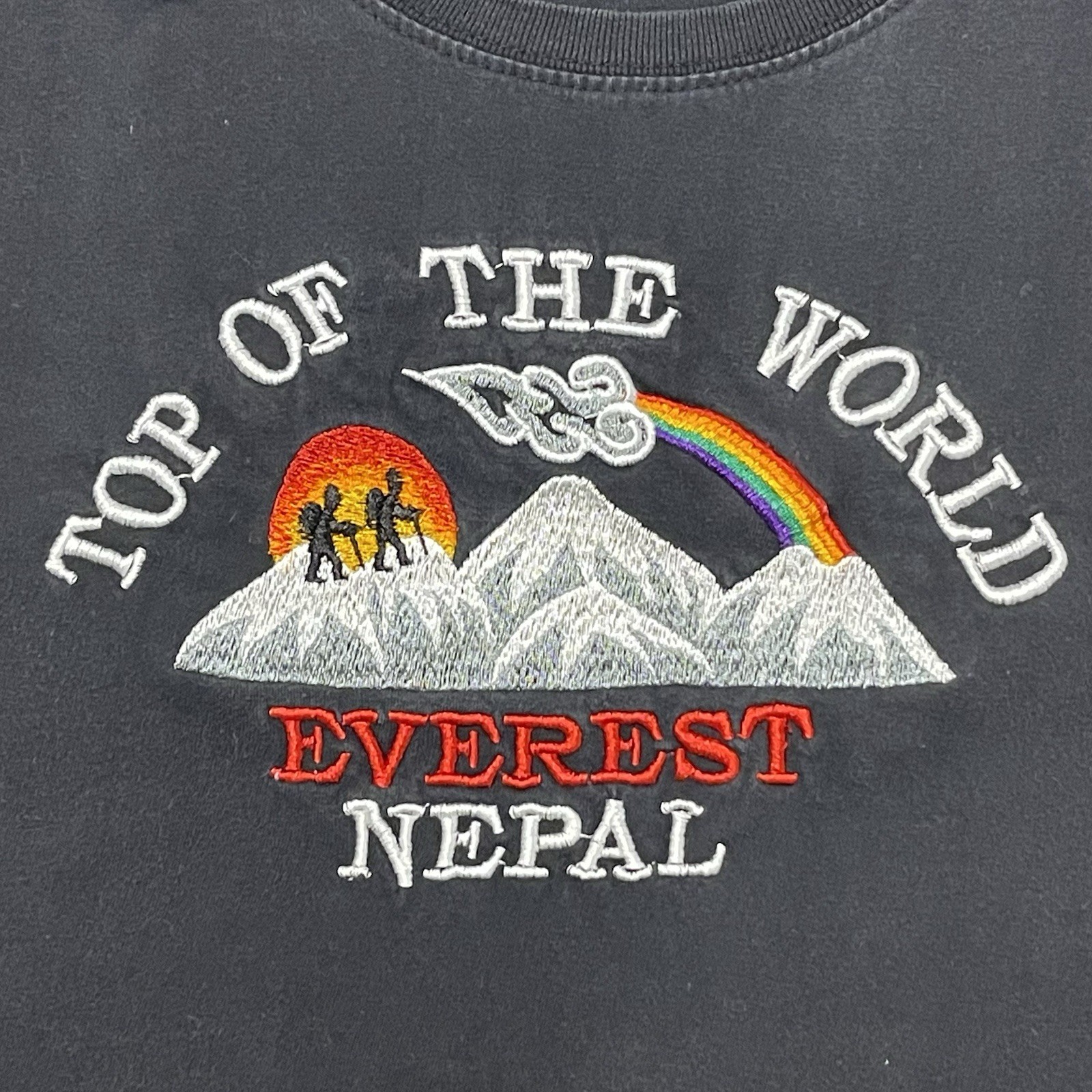Mount Everest Shirt Adult 38 Black Top of the World Nepal Embroidered Shangri-La