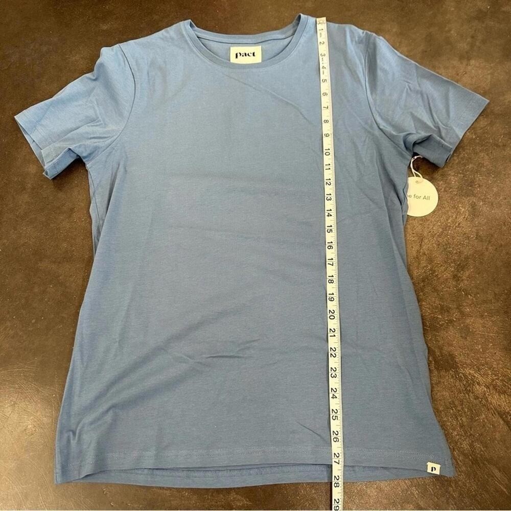 NWT Pact Organic Cotton Softspun One For All Crew Neck Tee Shirt M Coronet Blue