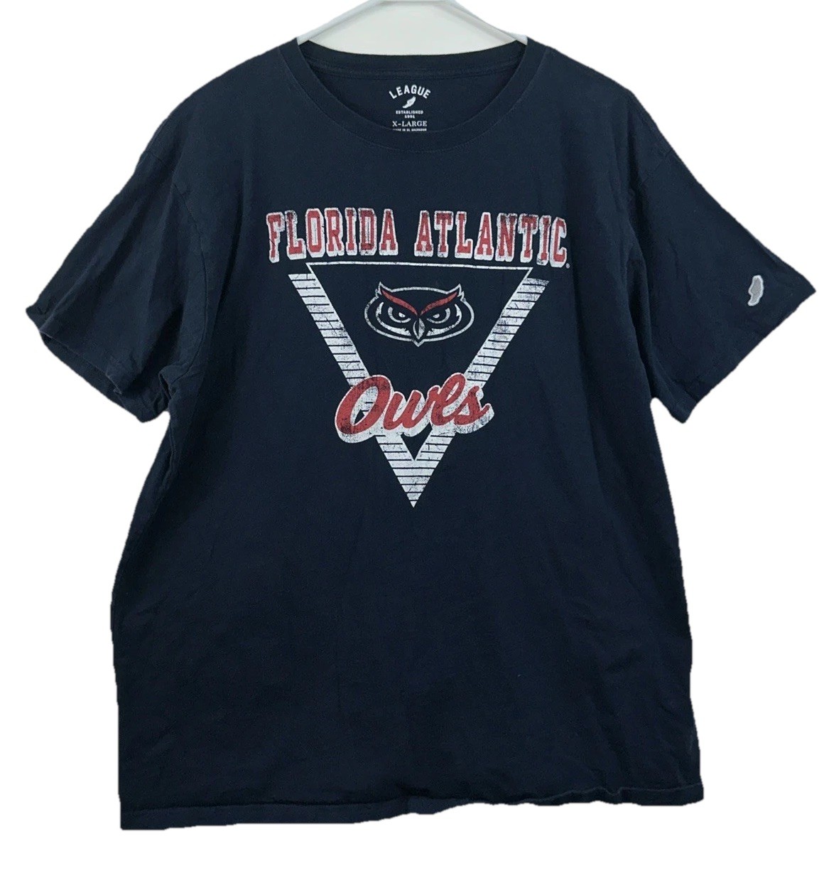 League 91 Florida Atlantic FAU Owls Men’s XL Blue 100% Cotton T-shirt