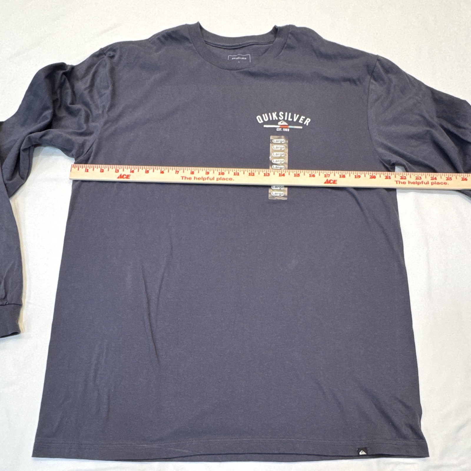 Quiksilver Men&rsquo;s Size L Blue Long Sleeve Graphic Logo T-Shirt Cotton