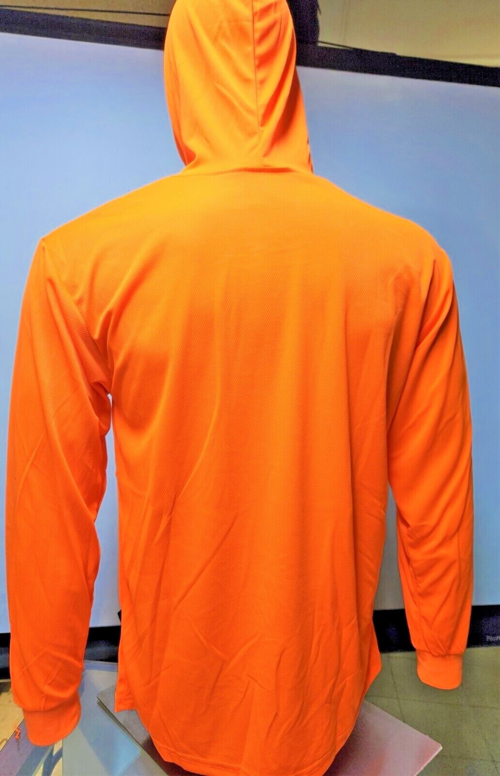Hi Vis Long Sleeve Safety Shirt With Hoodie, Quick Dry Polyester Birdeye mesh