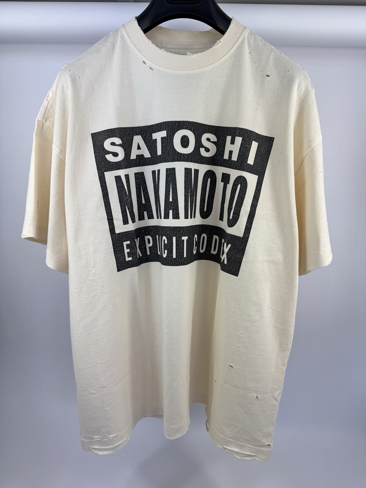Satoshi Nakamoto – Explicit Codex Oversized Cream T-Shirt Size: S