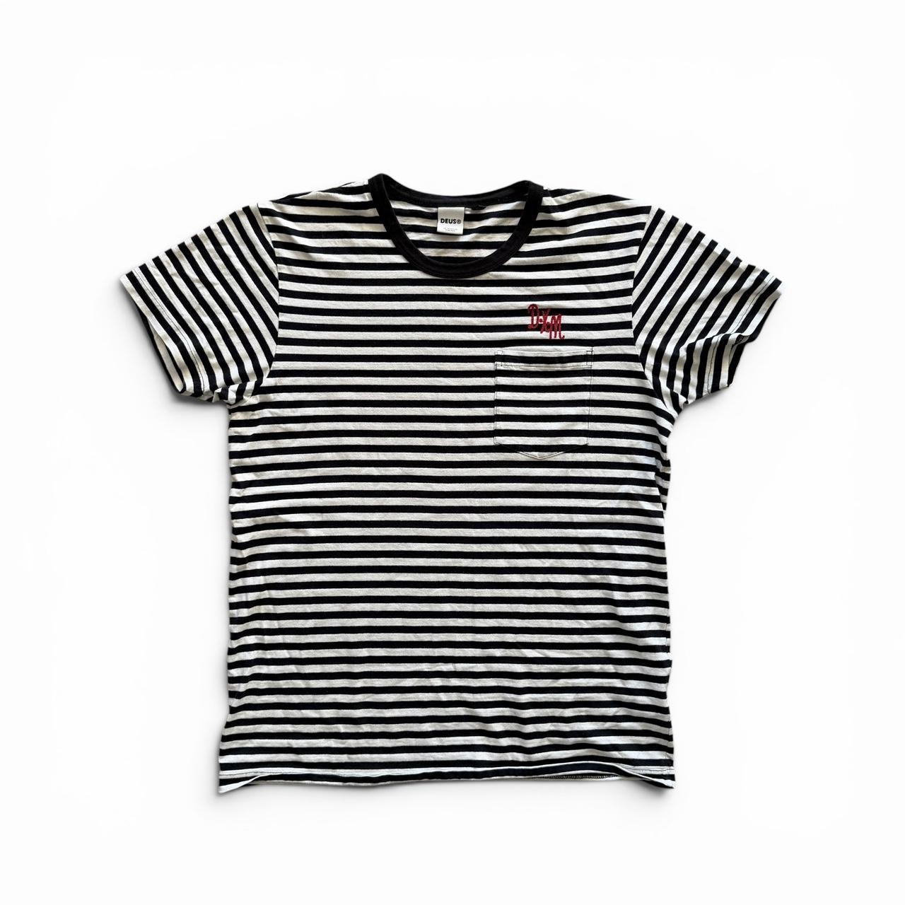 deus ex machina striped pocket tee red embroidery