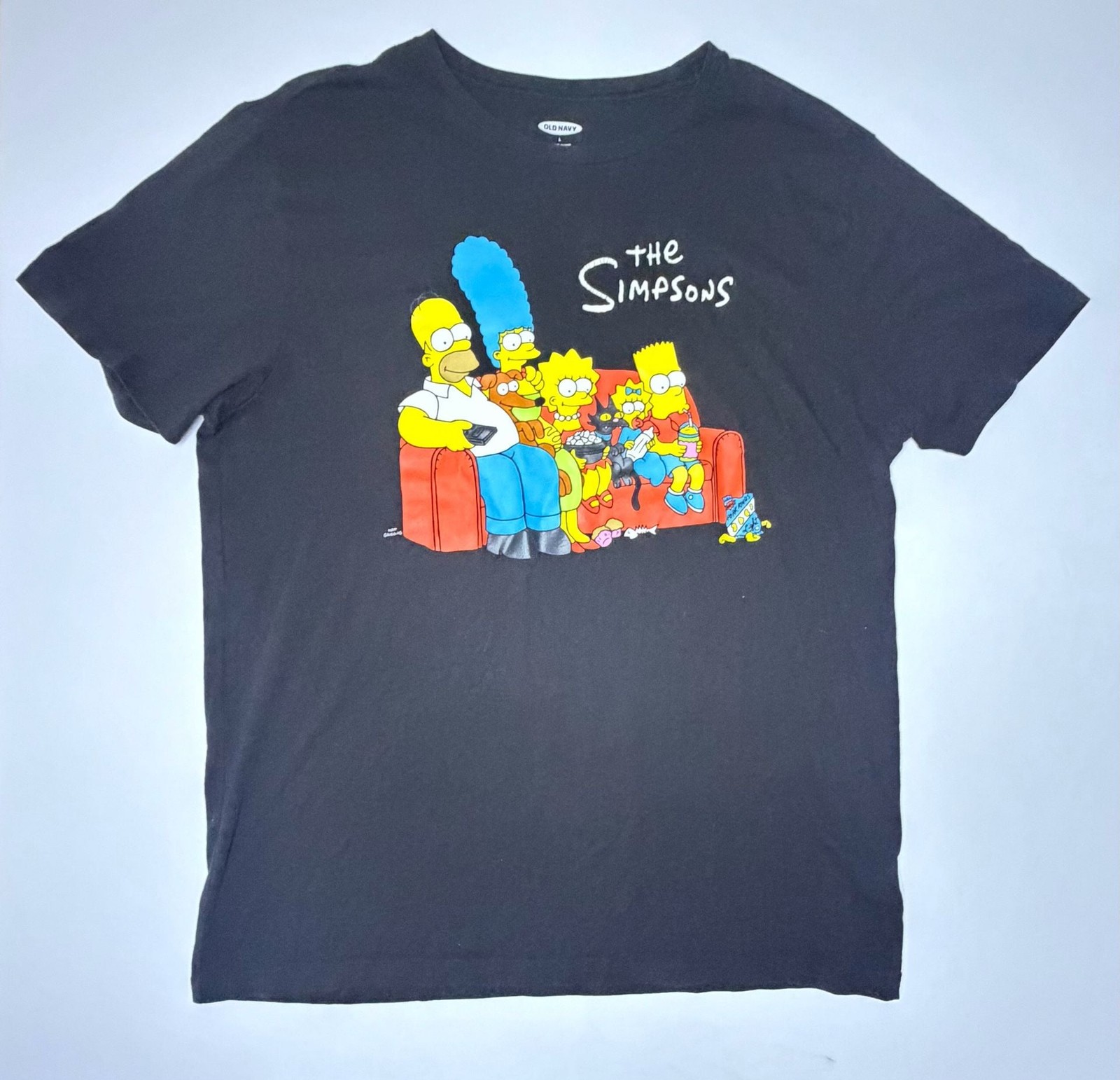 Old Navy The Simpsons Family Couch Graphic Black Short Sleeve T-Shirt