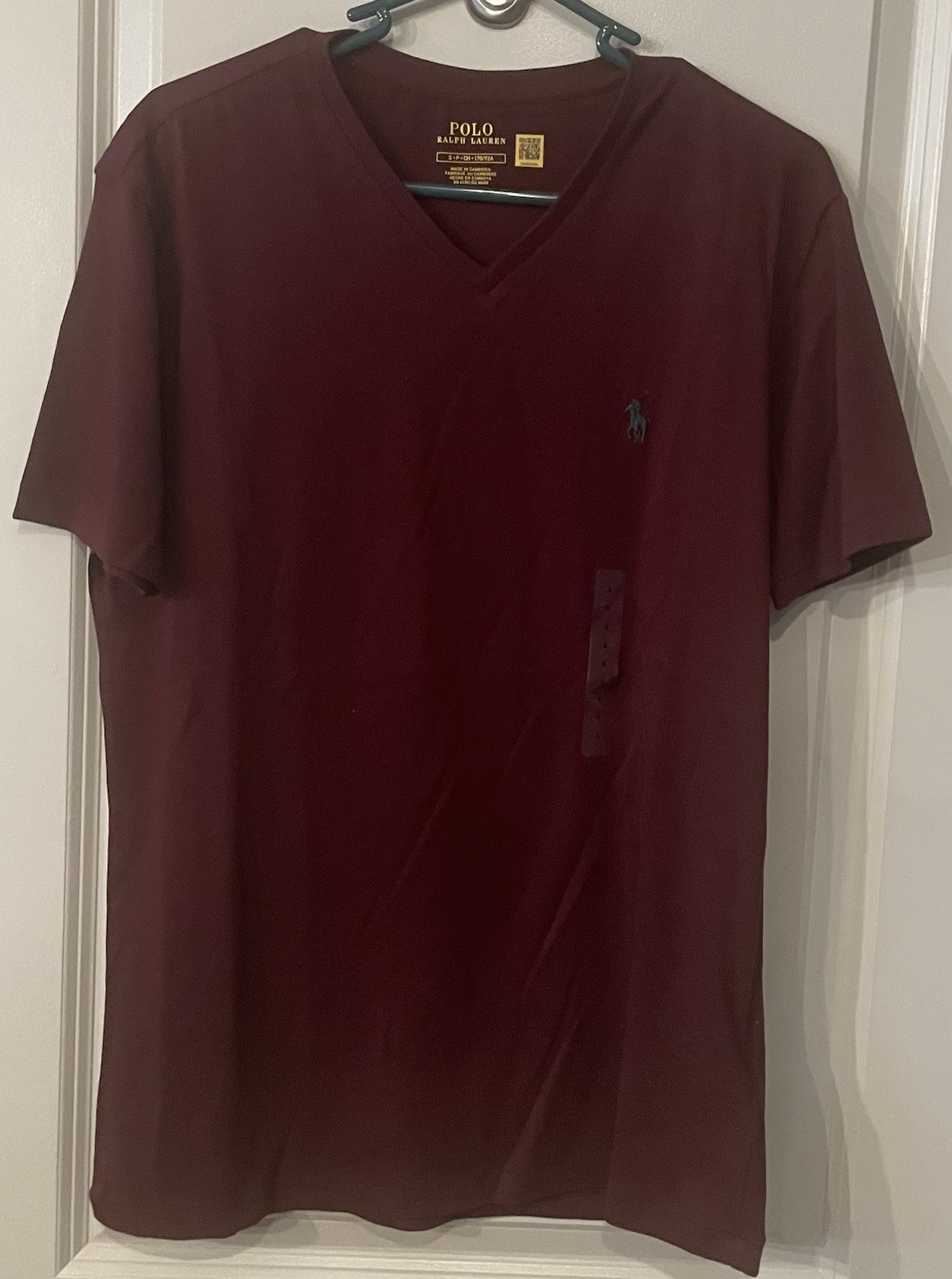 Polo Ralph Lauren Men&rsquo;s V Neck T Shirt (Red) Burgundy New Small
