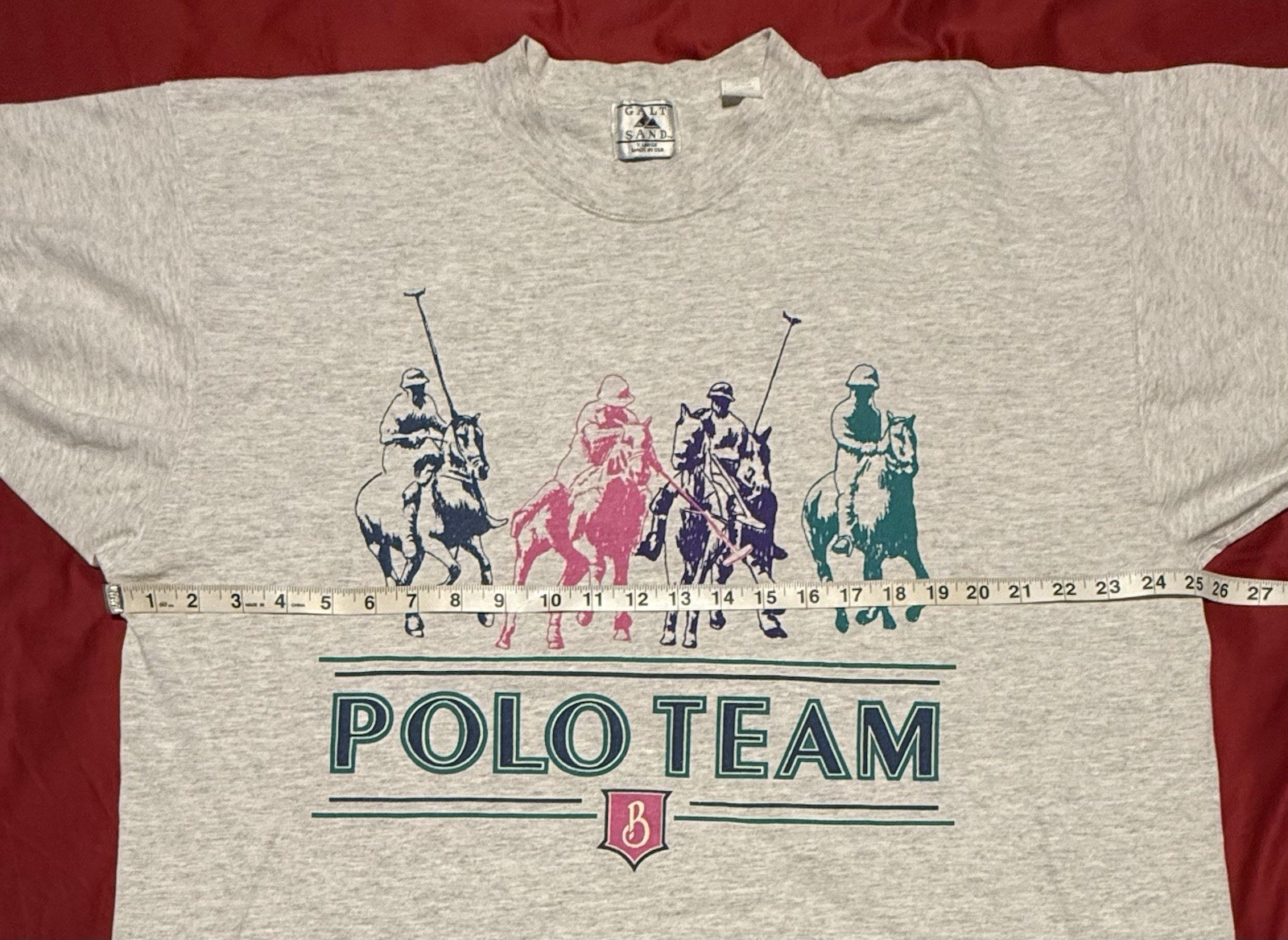 VTG 90s Galt Sand Polo Team Graphic Tshirt XL Gray Heather Made In USA