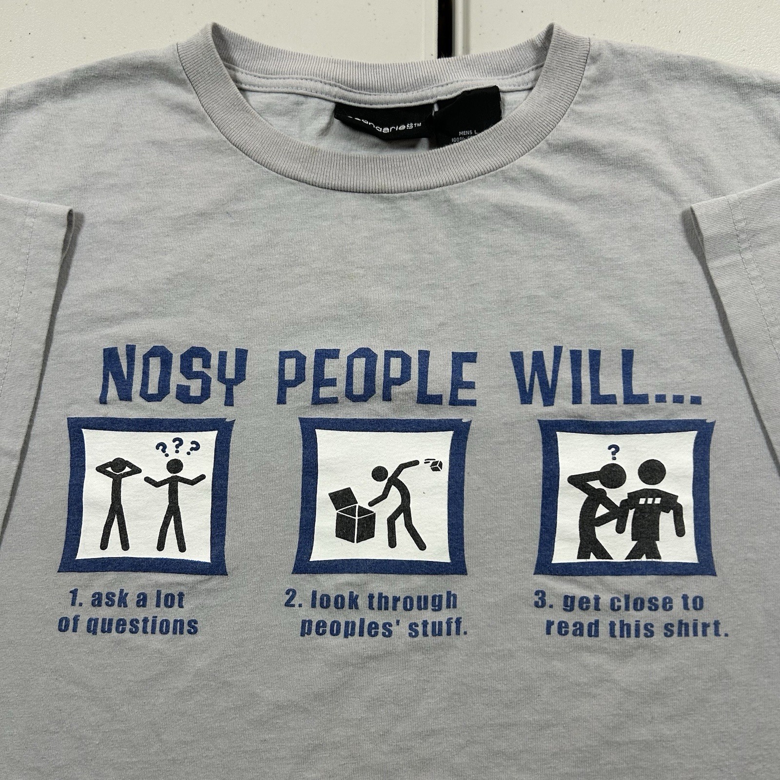 Vintage y2k No Boundaries Stickman Graphic Shirt Size Large « Nosy People Will.. »