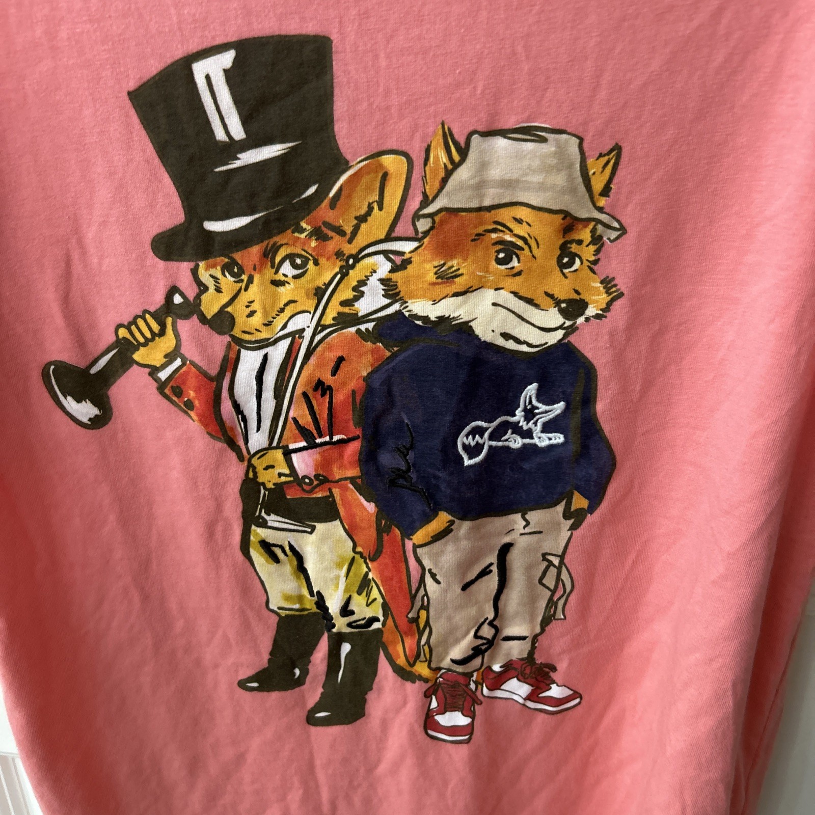 AKOO Snobby Foxes Streetwear Tee Rare Find Coral Size Small . Embroidery, Puff