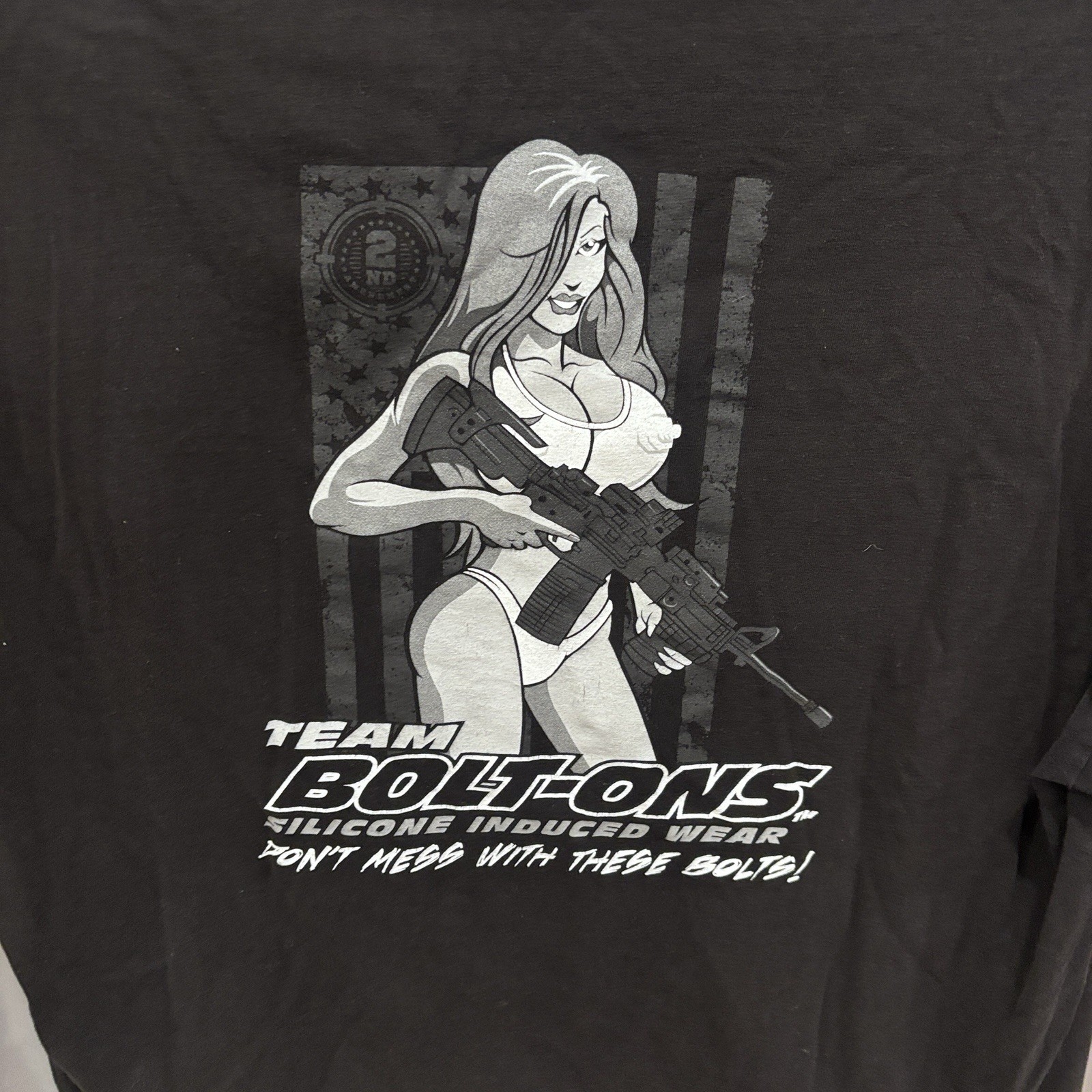 Team Boltons Silicone Induced Wear T Shirt Mens 3XL Black Graphic Rifle Girl Tee