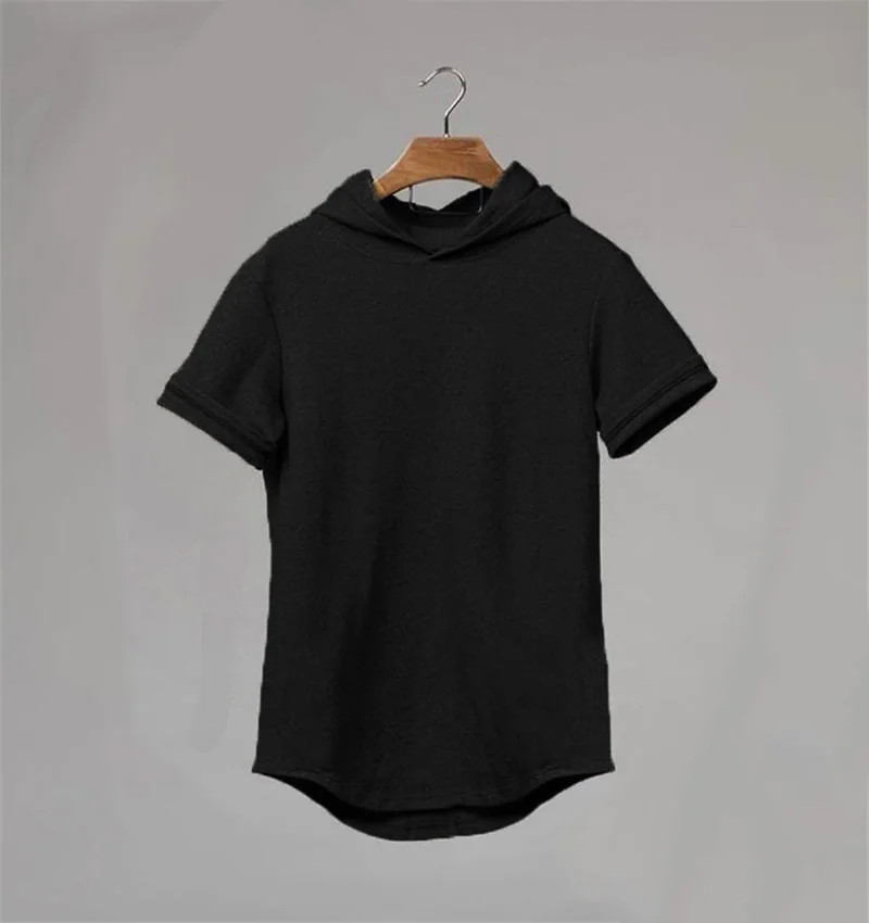 New Gym Fitness Bodybuilding Sport Hoodie Mens Slim Fit Solid Color Hooded T-Shi