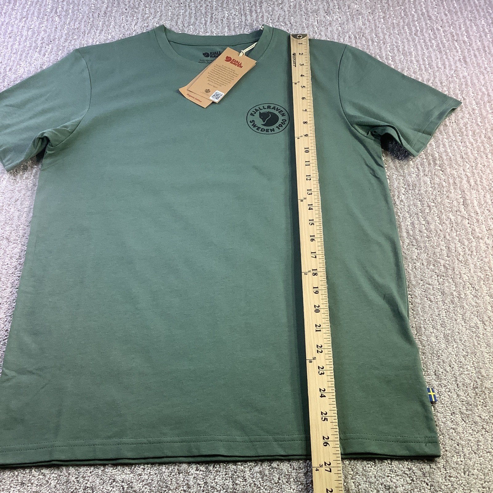 Fjallraven Mens 1960 Logo T-Shirt Patina Green Organic Cotton Size S NWT