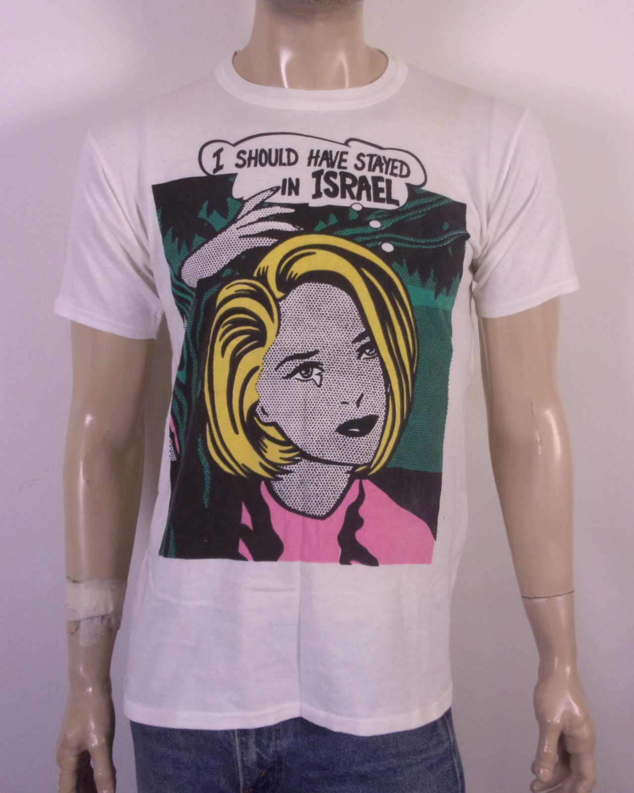vintage 80s 90s rare Roy Lichtenstein Israel Theme T-Shirt Pop Art sz M