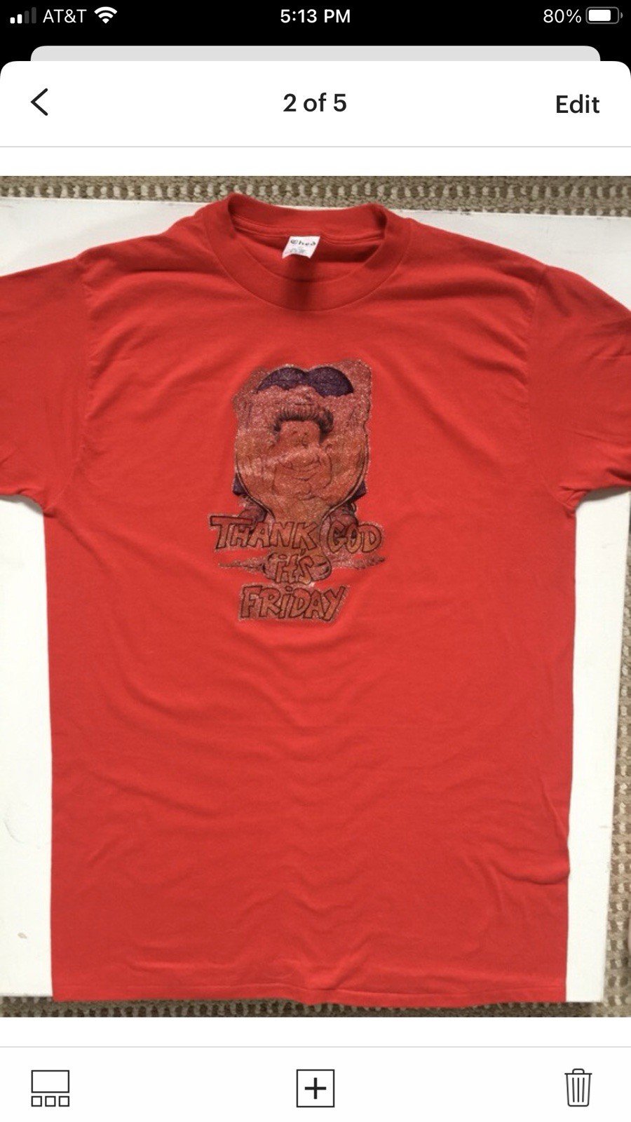 Thank God It&rsquo;s Friday tgif Drunk Beer Vintage Vinyl 80’s? Red Tee iron On XL