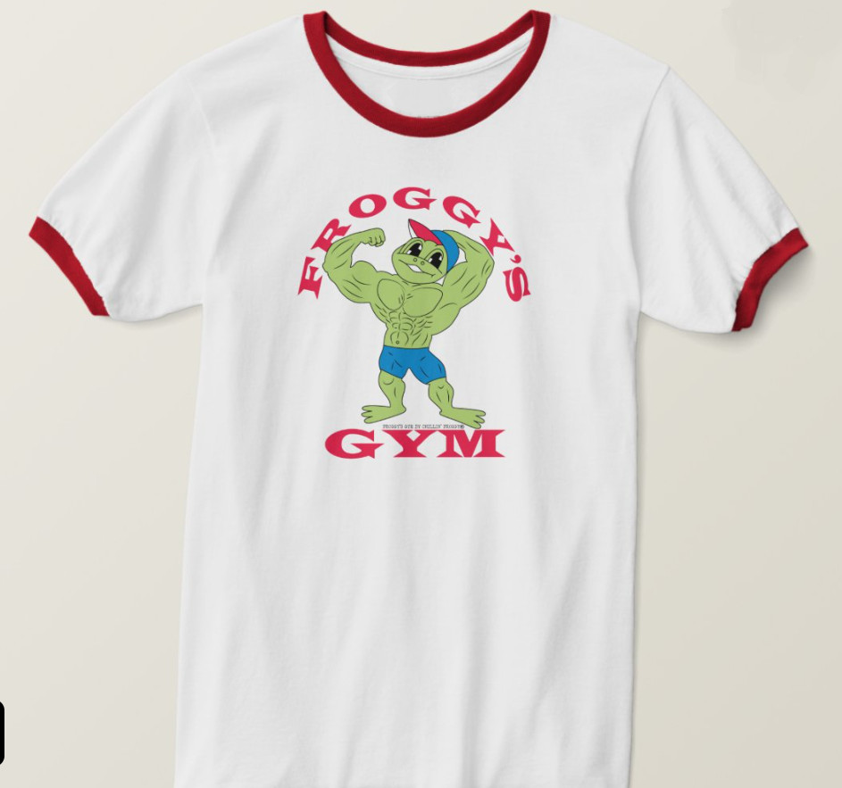 Froggy&rsquo;s Gym by Chillin&rsquo; Froggy Old School Bodybuilding Muscle Ringer T-Shirt
