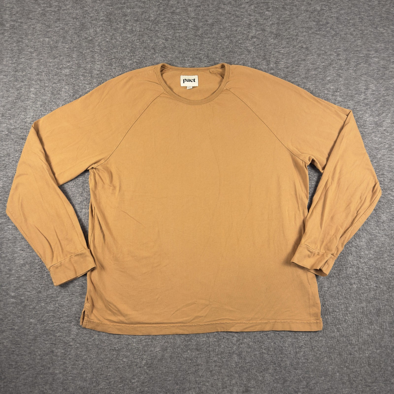 Pact Shirt Mens XL Brown Long Sleeve Organic Cotton Crewneck Tee T-Shirt Soft