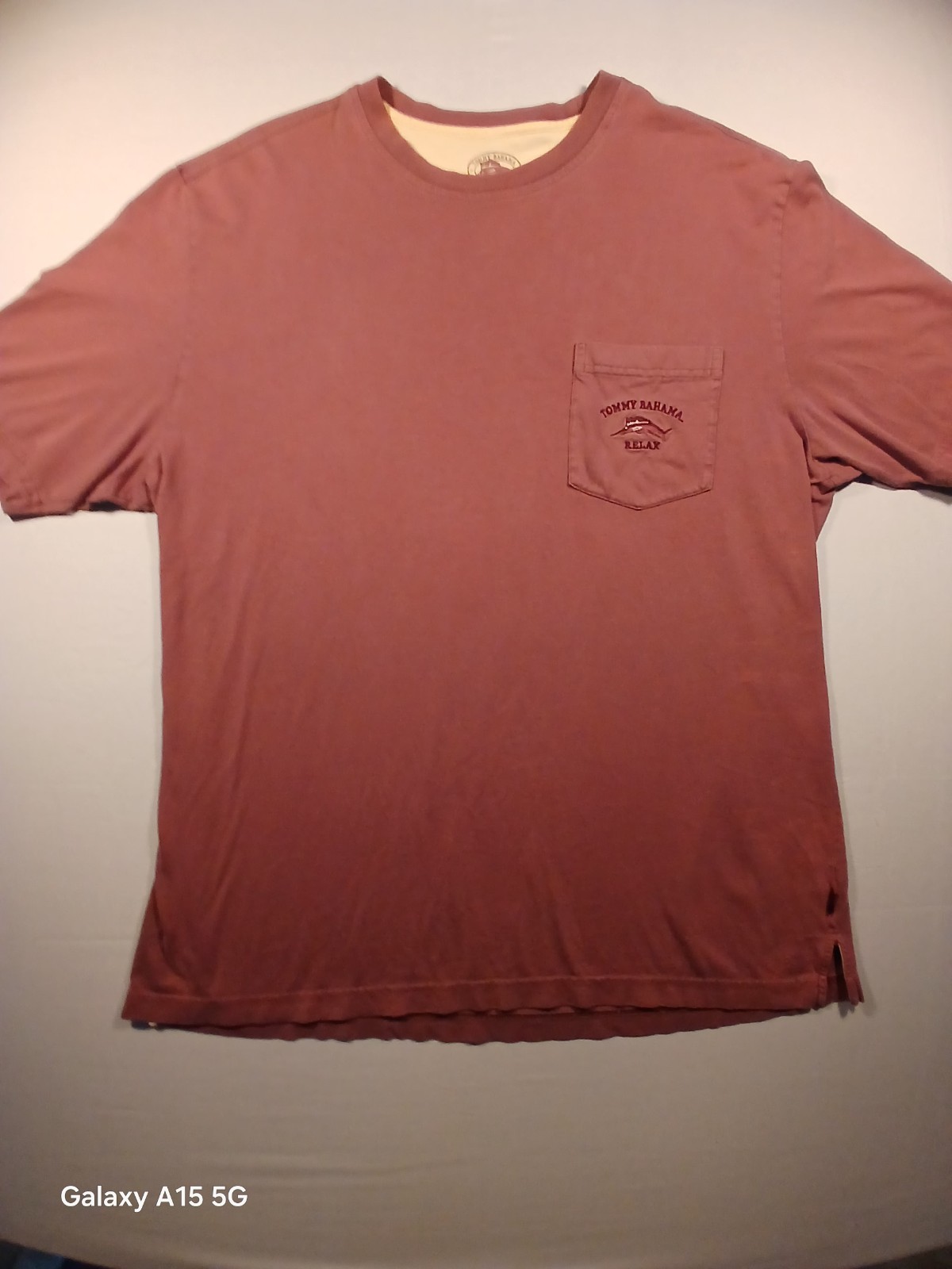 Tommy Bahama Relax Pink Solid Pocket Crew Neck Tagless T-Shirt Men&rsquo;s L