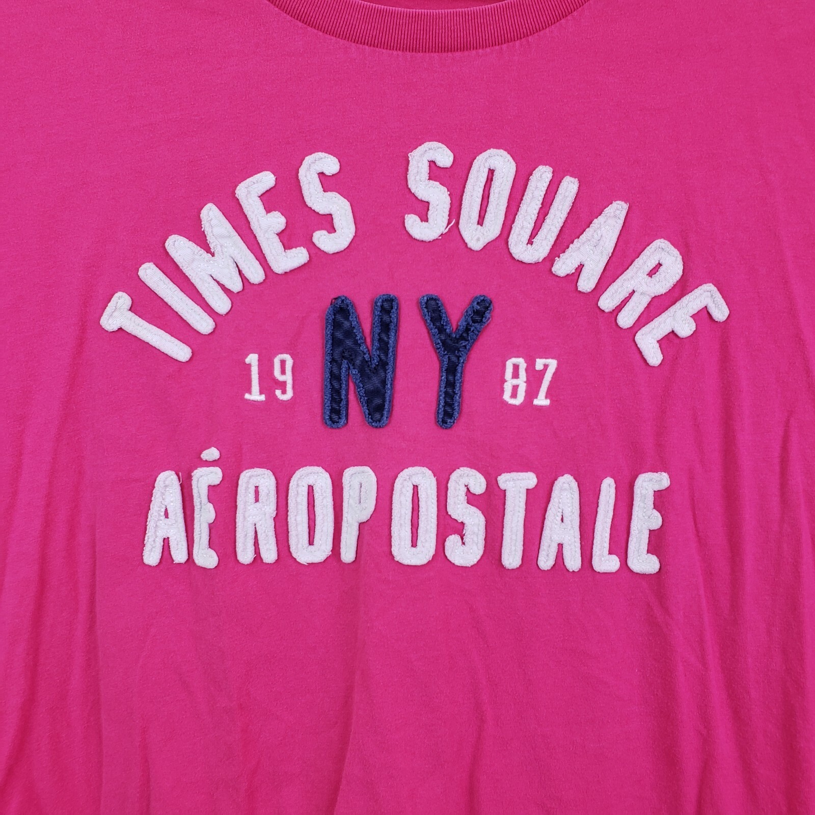 Aeropostale Mens Size XXL Pink Time Square Logo Graphic Crewneck T Shirt