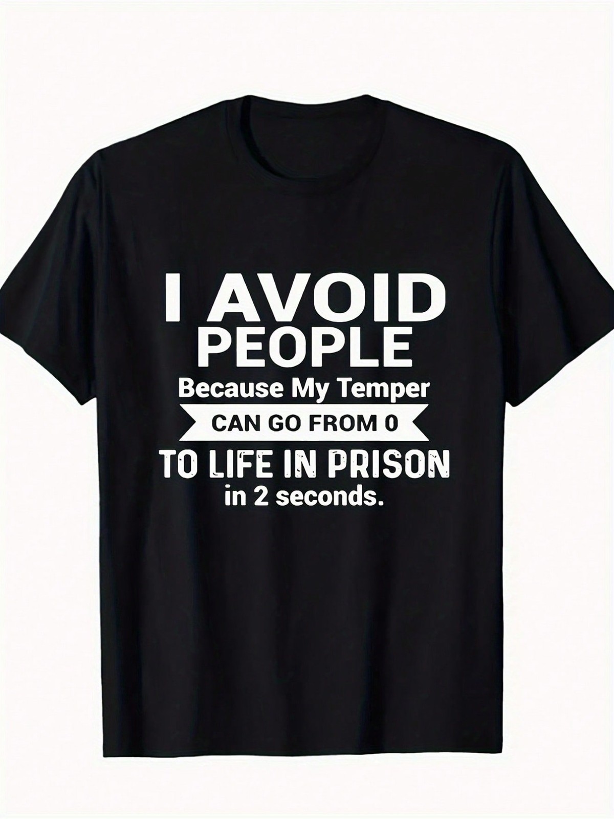 Men&rsquo;s Cotton Graphic T-Shirt – « I Avoid People » Funny Print Round Neck Tee Tops↗