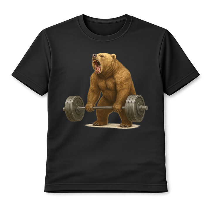 Angry Bear Weightlifting Funny Deadlift T-Shirt Gym Bodybuilding Graphic Tee Fit