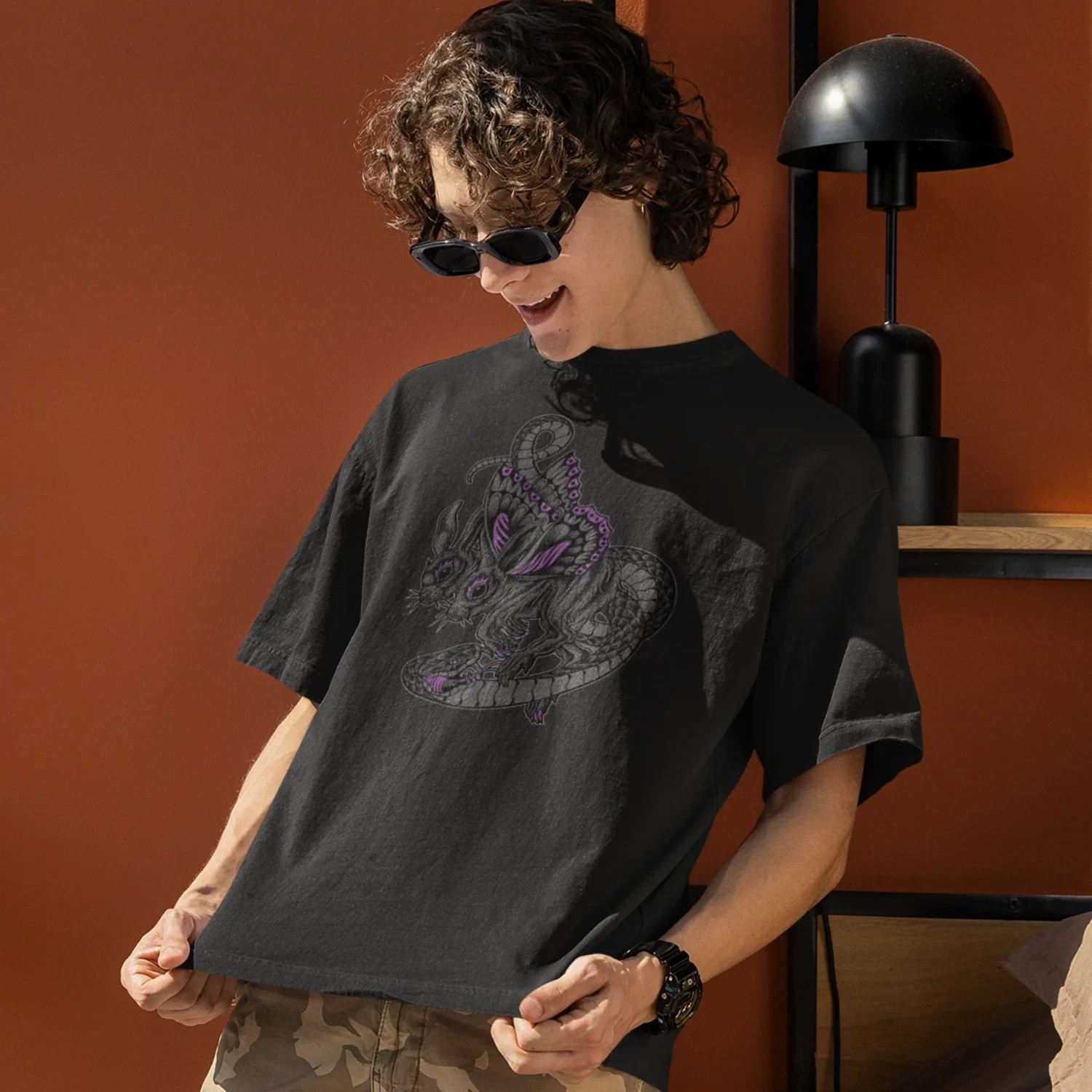 Men&rsquo;s Oversized Round Neck Streetwear T-Shirt Soft Cotton Casual Wear Comfort