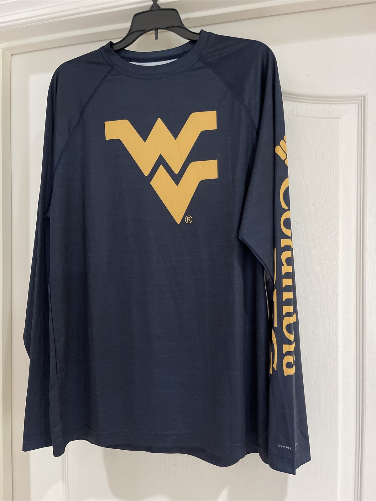 Mens Columbia PFG « Terminal Tackle » West Virginia Mountaineers Heather Shirt Med