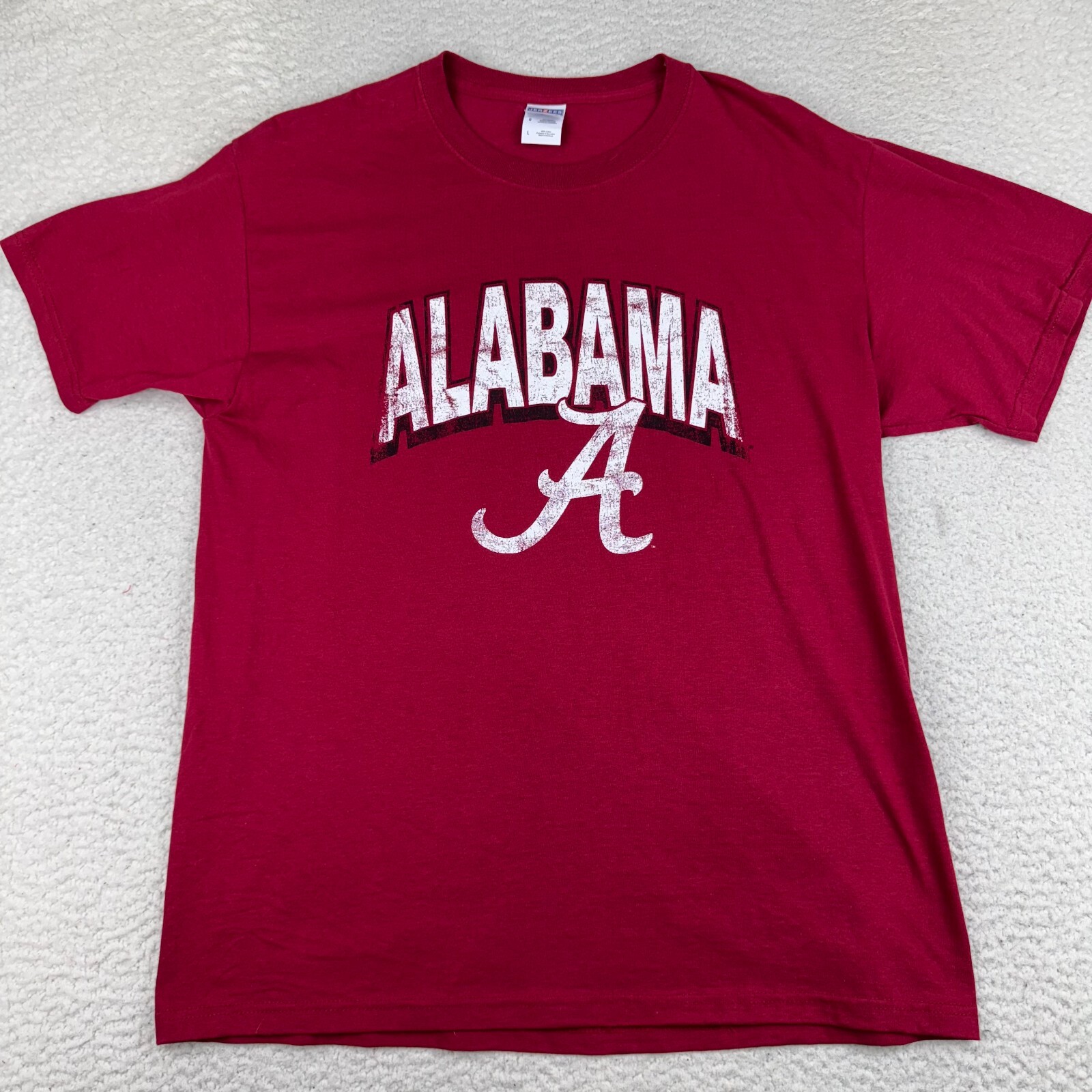 Alabama Crimson Tide T Shirt Mens Large Short Sleeve Cotton Red Jerzees NEW