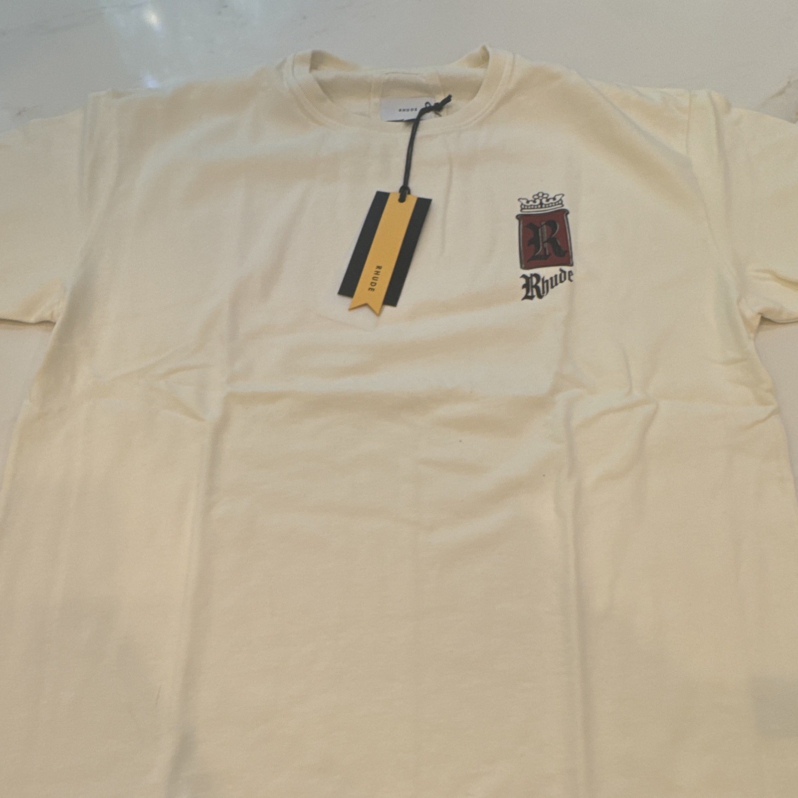 RHUDE Fumar S1 Tee Men&rsquo;s M White Black Red Cotton Graphic Logo Crew Neck