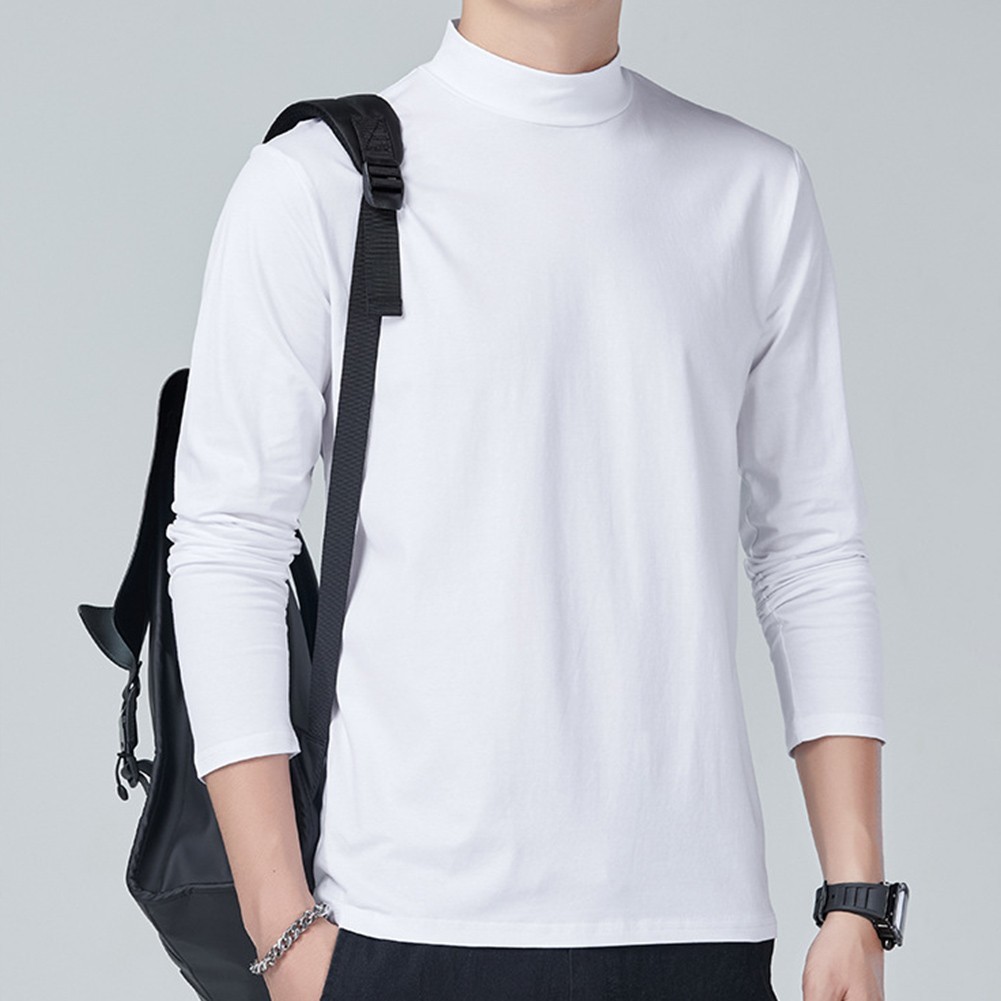 Mens Activewear Turtleneck Casual Long Sleeve Pullover Shirt Tops Undershirt