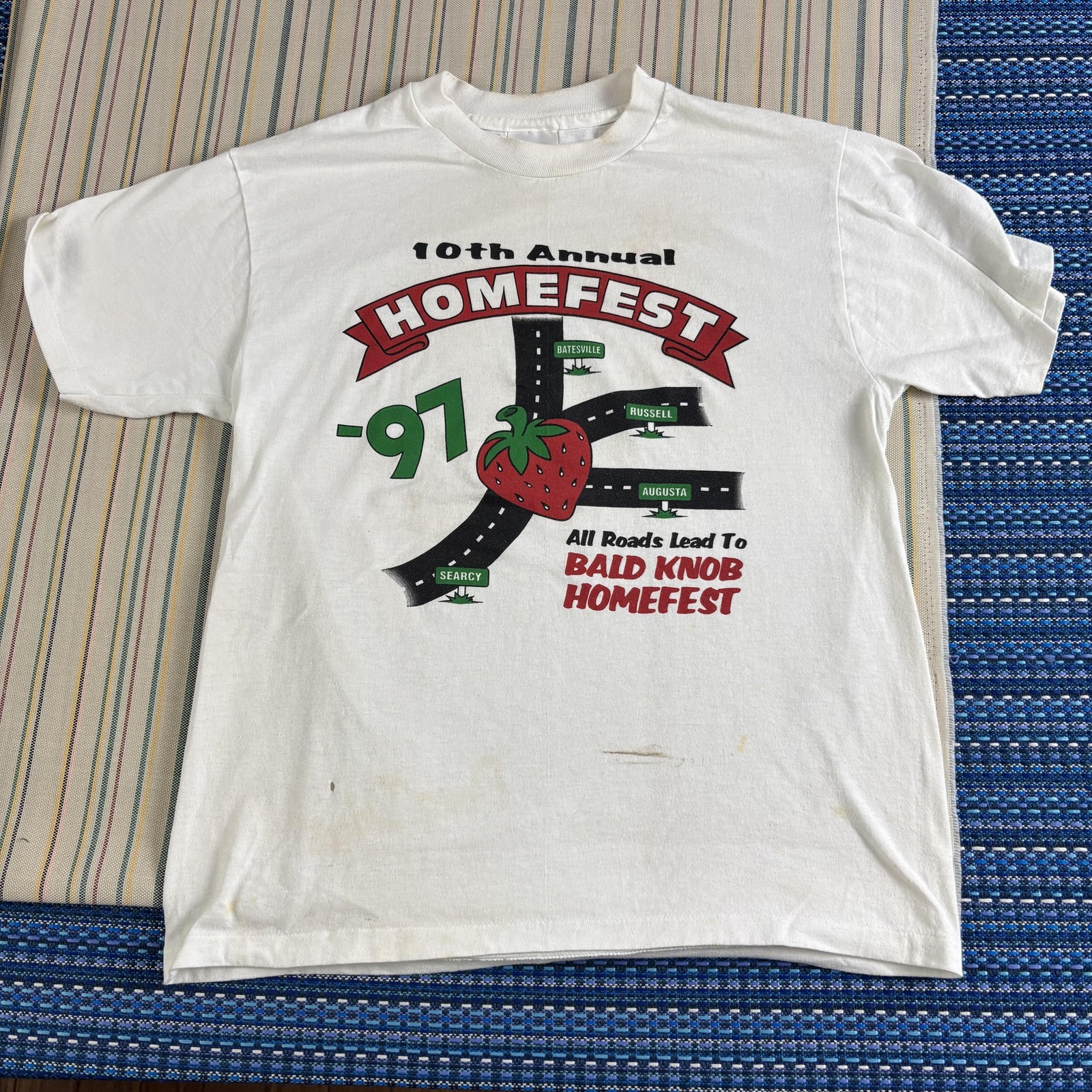 Vintage Bald Knob Homefest Shirt Mens Medium White Hanes 1997 Arkansas Tee